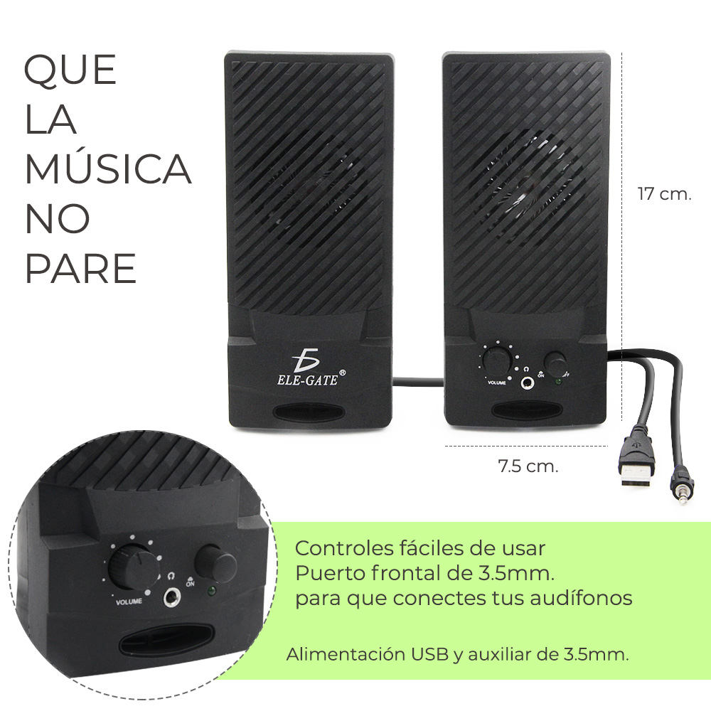 bocina para pc entra con usb y 3.5