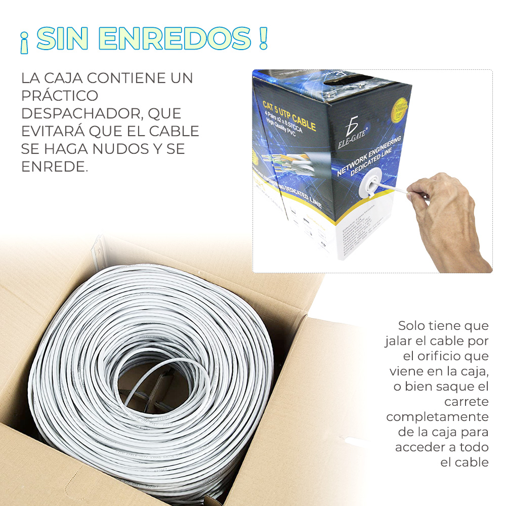 Bobina Cable Red Utp Rj45 Cat5e Ethernet 305 Mts Highspeed