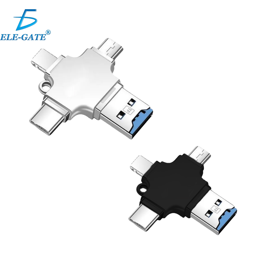Adaptador Lighting Otg Lector Type-c Micro USB 4 en 1