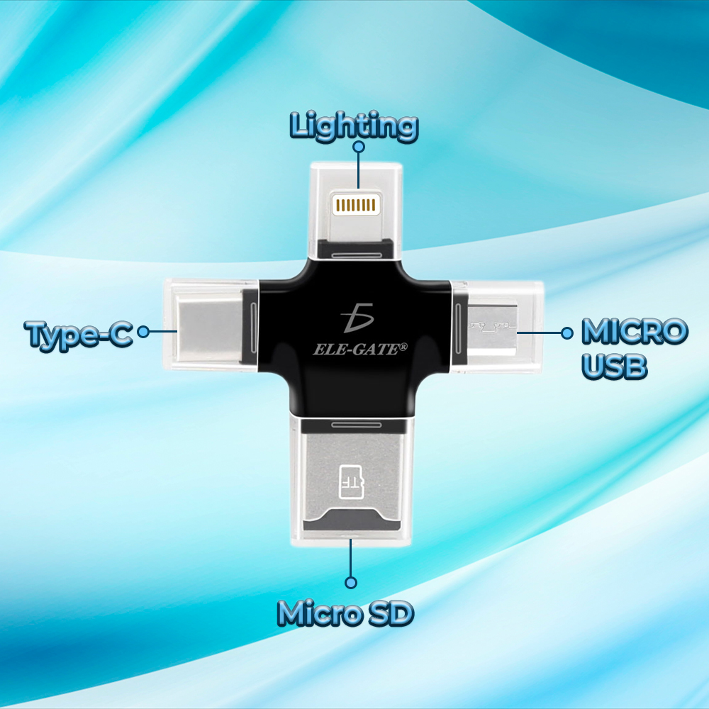 Adaptador Lighting Otg Lector Type-c Micro USB 4 en 1 - Image 2