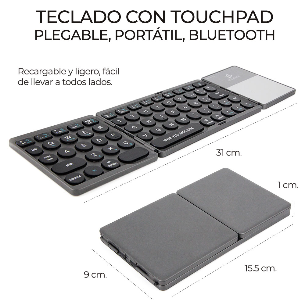Teclado Inalámbrico Bluetooth Plegable Recargable - Image 2