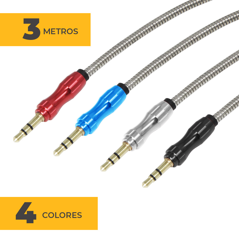 Cable Auxiliar Audio 3.5 Metalico 3 Metros