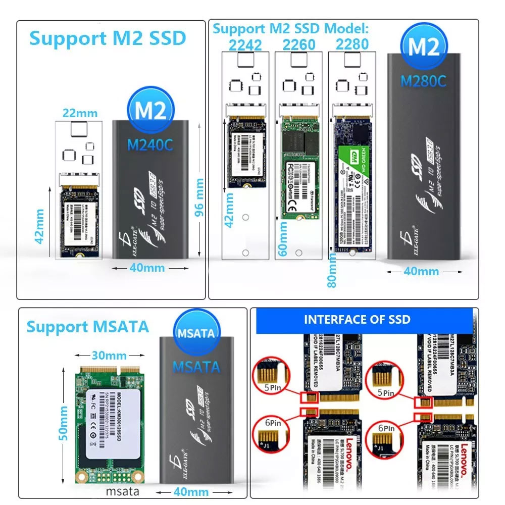 Adaptador Ssd Mini Case Discoduro M2 Msata Usb 3.0