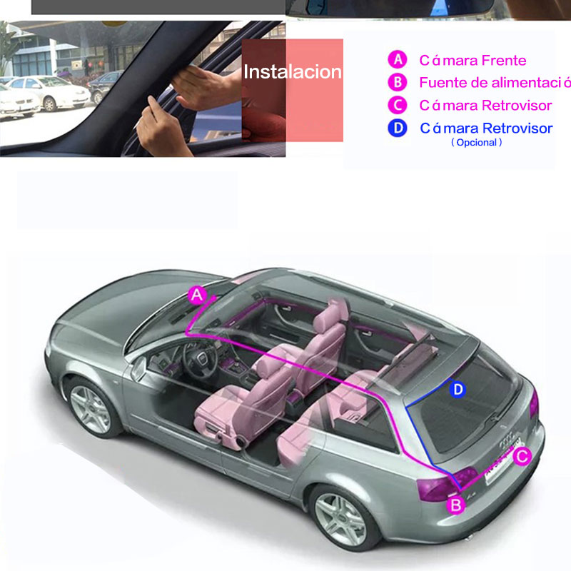 2 Cámaras Retrovisor Frente Y Trasera Graba Nocturna para automovil coche y carro