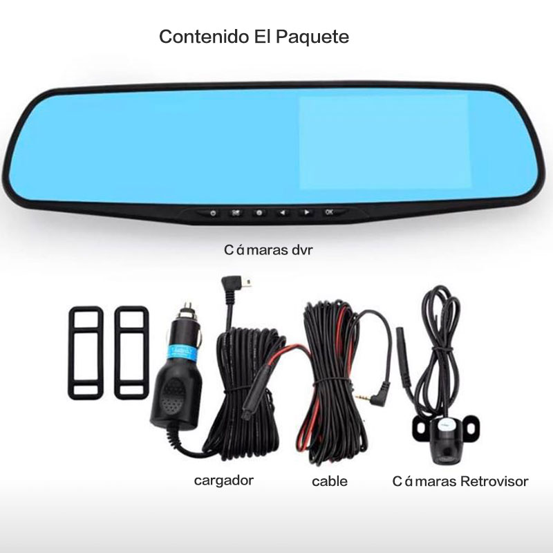 2 Cámaras Retrovisor Frente Y Trasera Graba Nocturna para automovil coche y carro