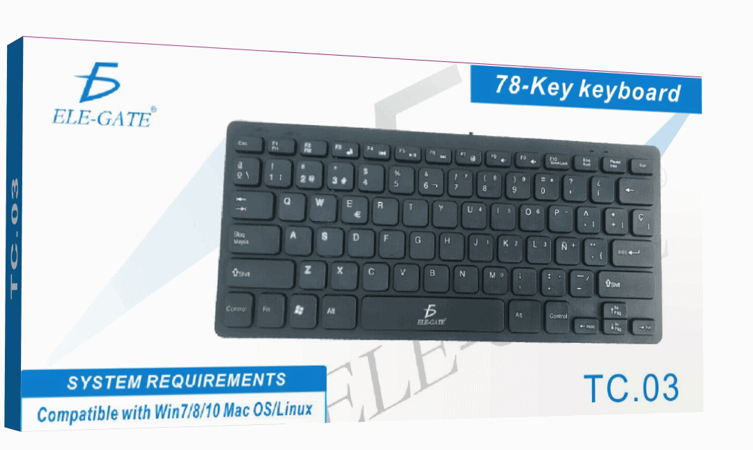 mini teclado usb alambrico 78 teclas Español windows