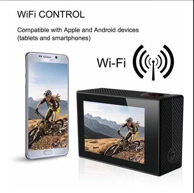 Camara GO PRO de Accion 4K WiFi Ultra HD Resistente al Agua Sumergible hasta 30m Ultra HD Gran Angular Lente de 150 Grados con Accesorios