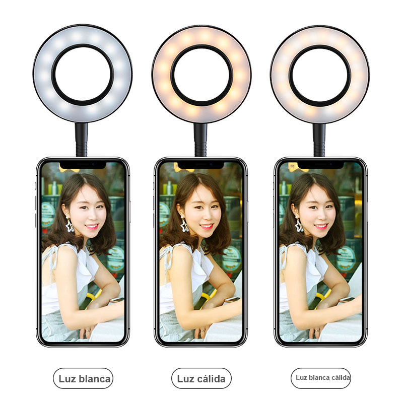 Aro Anillo De Luz Led Para Selfie Celular Telefono Mircofono