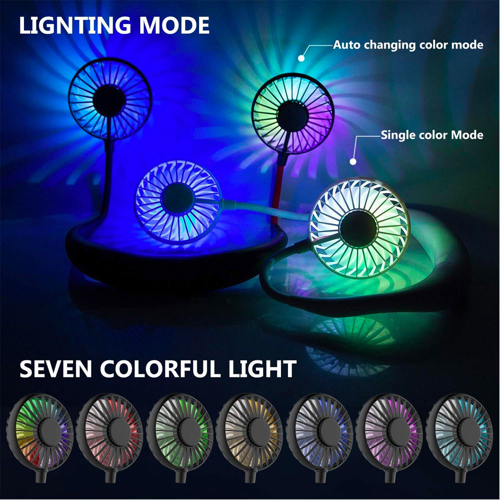 Ventilador Cuello 3 Velocidades Manos Libres Usb Recargable