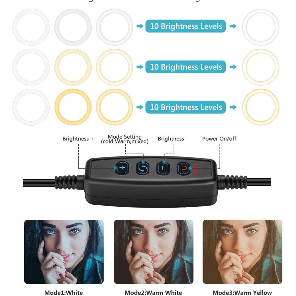 Aro Luz Anillo Led Tapa Mesa Usb 10 Pulgadas Para Smartphone