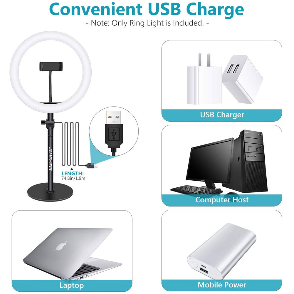 Aro Luz Anillo Led Tapa Mesa Usb 10 Pulgadas Para Smartphone