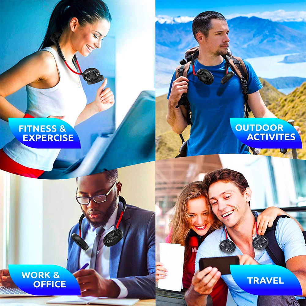 Ventilador Cuello 3 Velocidades Manos Libres Usb Recargable