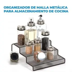 Organizador de Malla Metálica para Almacenamiento de Cocina