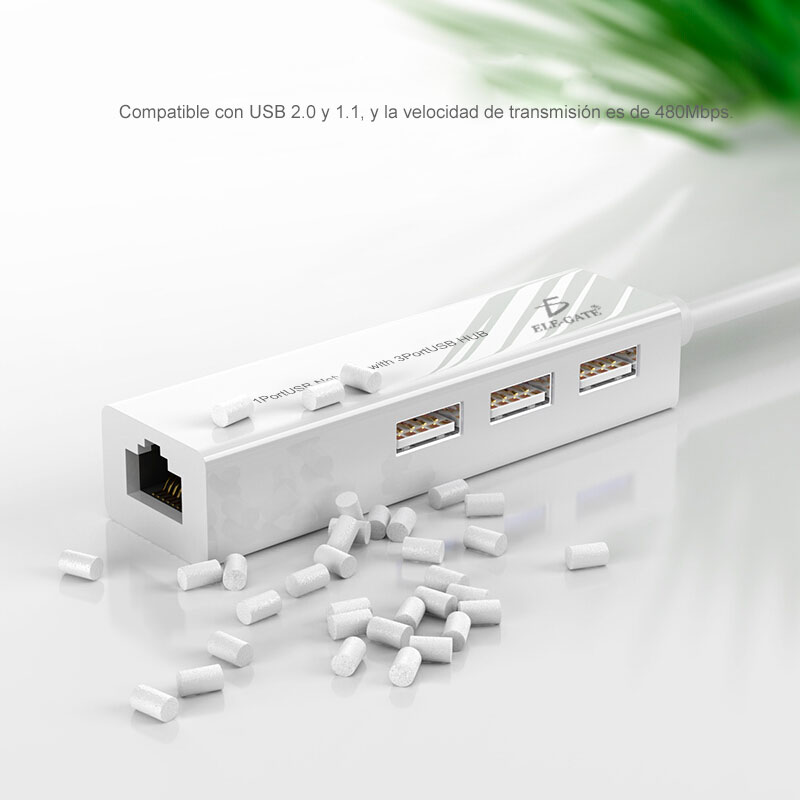 Hub 2.0 Usb Rj45 Rapito Ethernet Compatible Mac Pc 10/100m