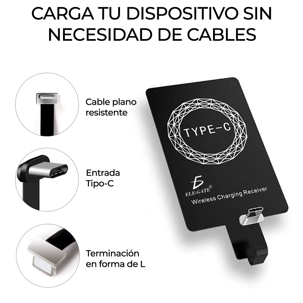 Receptor Carga Inalámbrica Qi Interfaz Universal Tipo-c