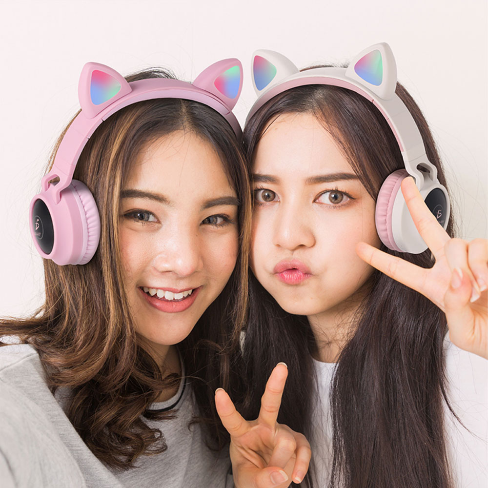 Diadema Bluetooth Auriculares Colorido Led Luminoso Gato