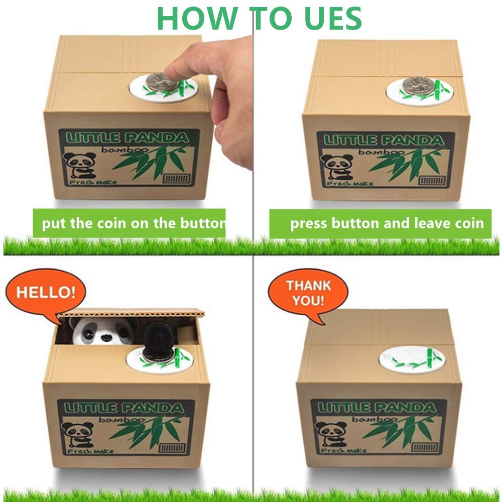 Dinero Robando Oso Ahorro Tanque Codicioso Panda Hucha