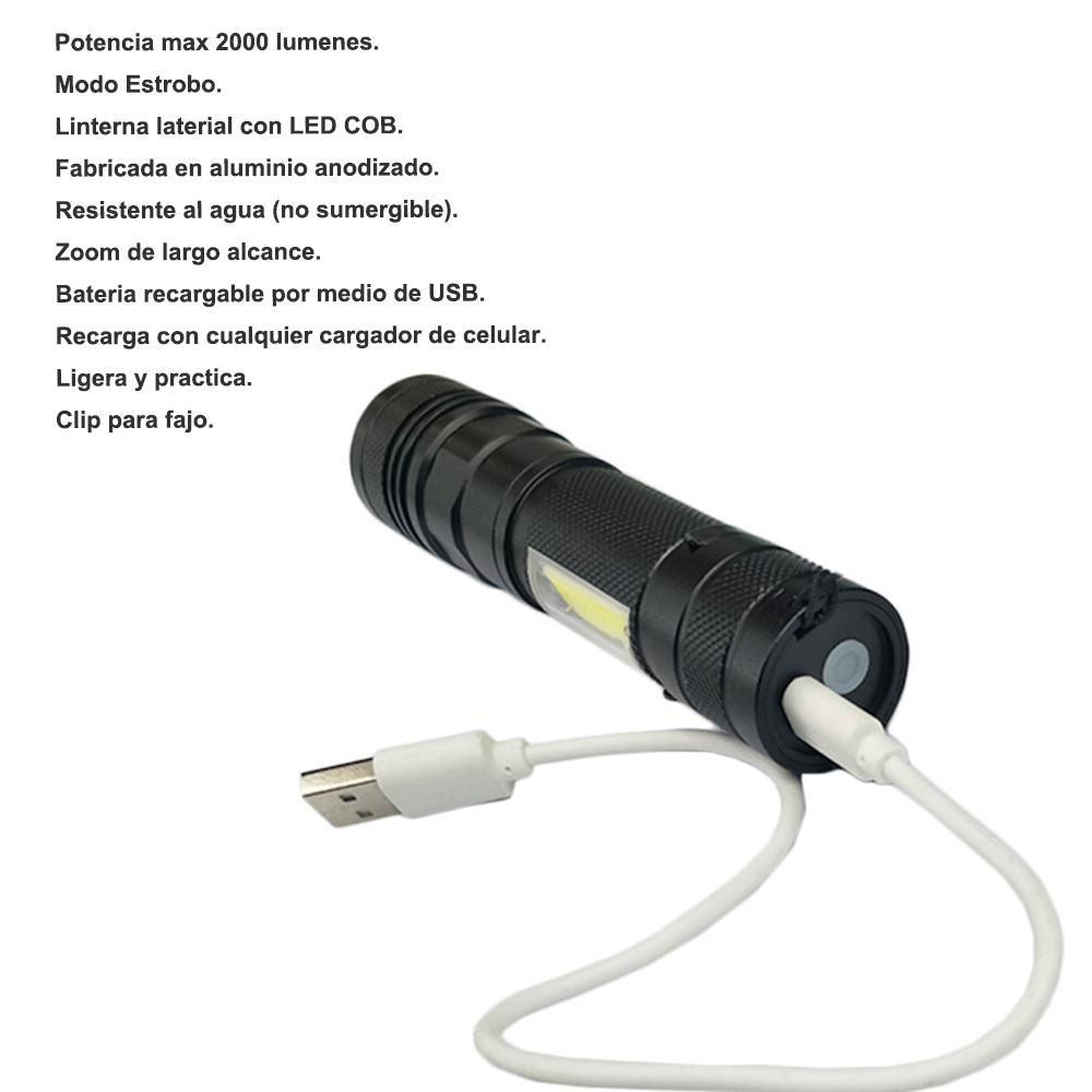 lamparas Salvaje led Linterna Lateral Usb recargables portatiles