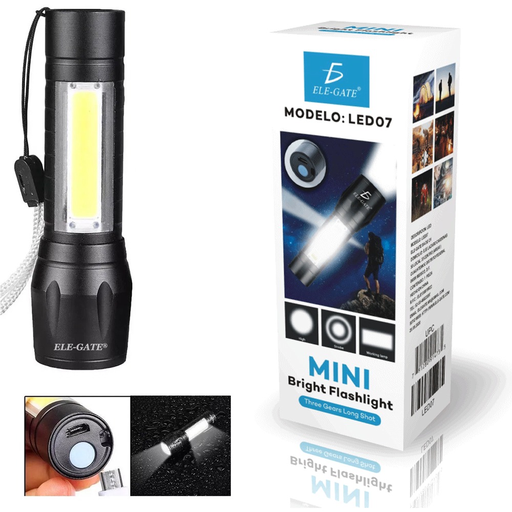 lamparas Salvaje led Linterna Lateral Usb recargables portatiles - Image 2