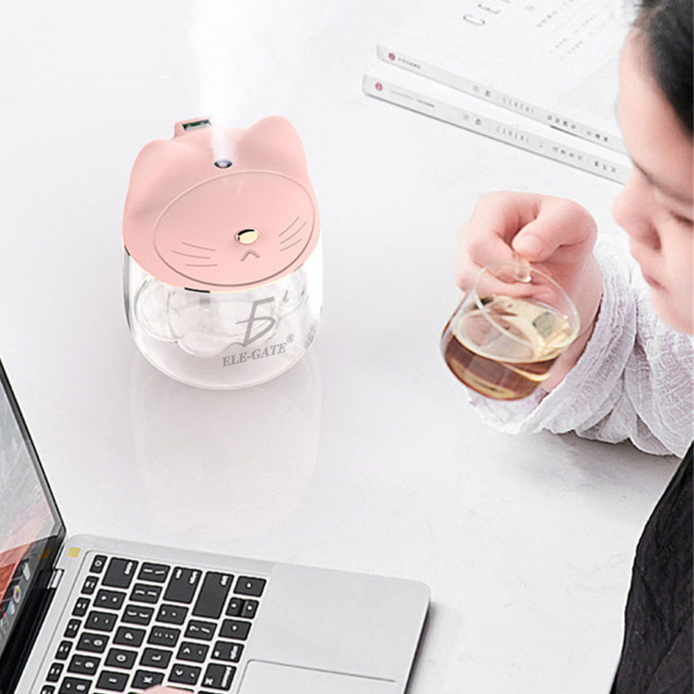 Humidificador 3 En 1 Gato Difusor Lampara Ventilador