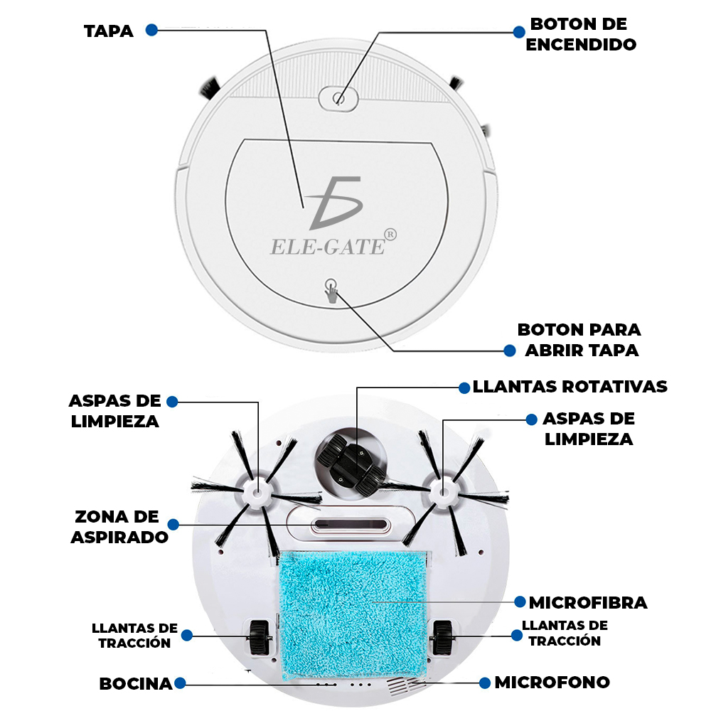 Robot De Barrido Inteligente Recargable Blanco Limpiadora - Image 3