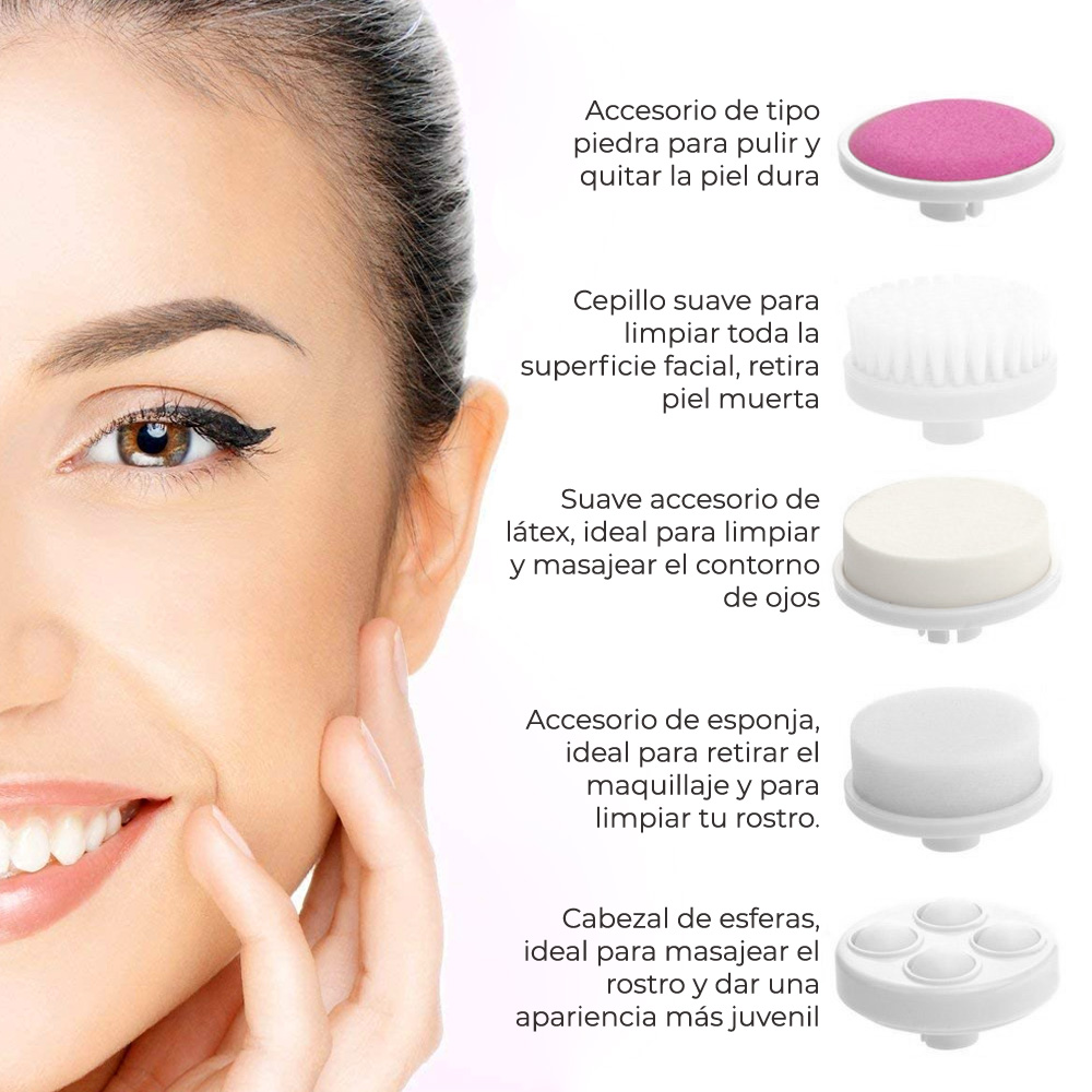 Limpiador Facial Eléctrico 5 En 1 Masajeador Exfoliante Suavizante
