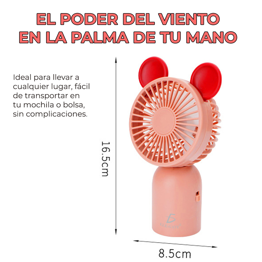 Mini Ventilador De Escritorio Recargable En Forma De Mickey