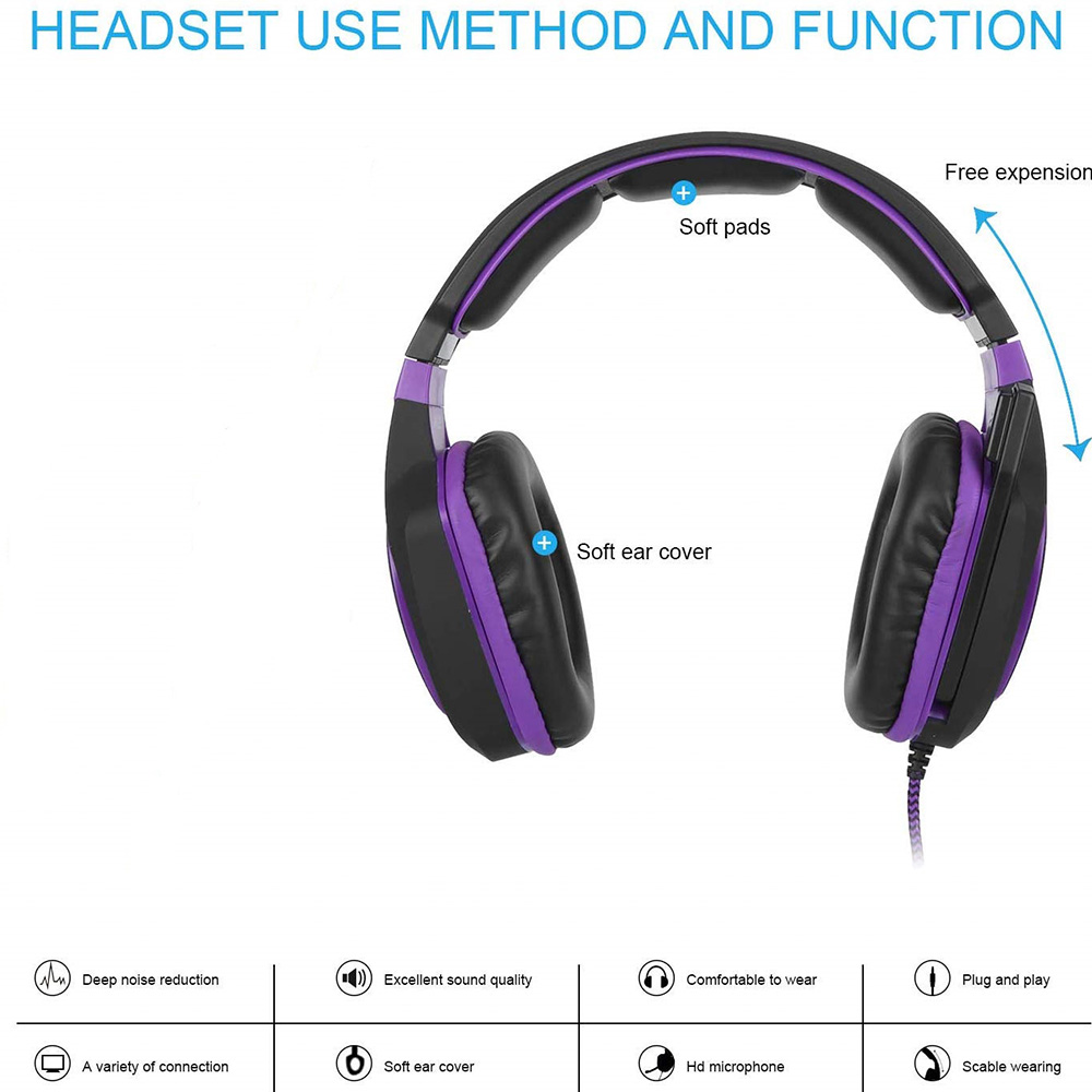 Audifonos Diadema Gamer Led Videojuegos Con Micrófono