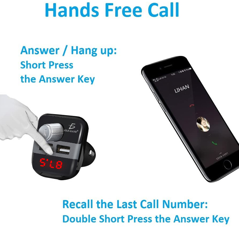 Bluetooth Transmisor Fm Auto Manos Libres Cargador Usb 3.5