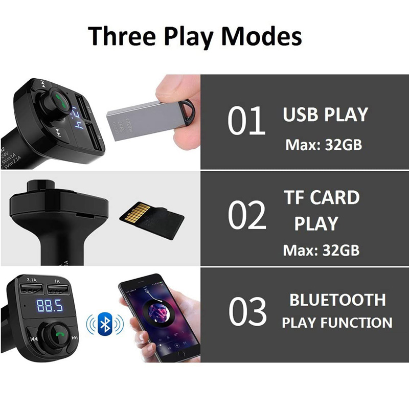 Bluetooth Transmisor Fm Auto Manos Libres Cargador Usb 3.5