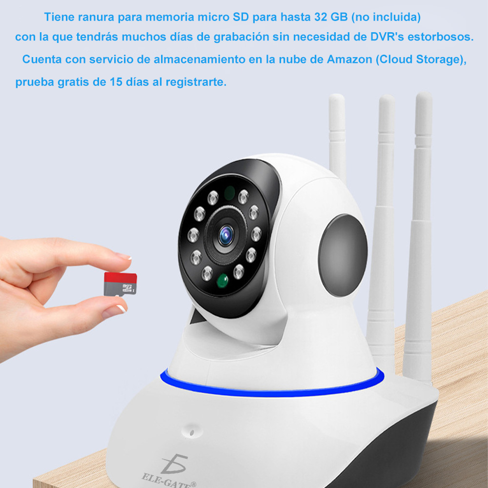 Camara Seguridad Ip 3 Antenas Wifi Full Hd Vision Nocturna Con Alarma Casa Oficina