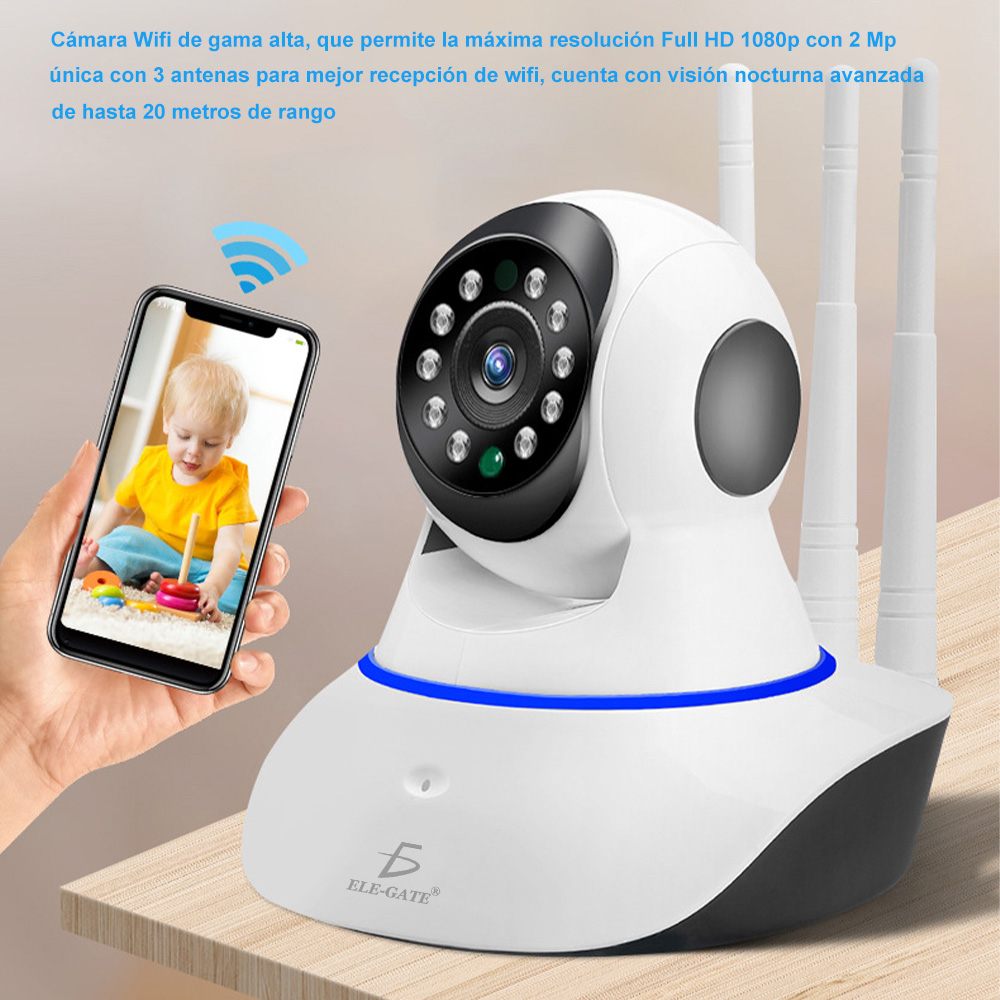 Camara Seguridad Ip 3 Antenas Wifi Full Hd Vision Nocturna Con Alarma Casa Oficina