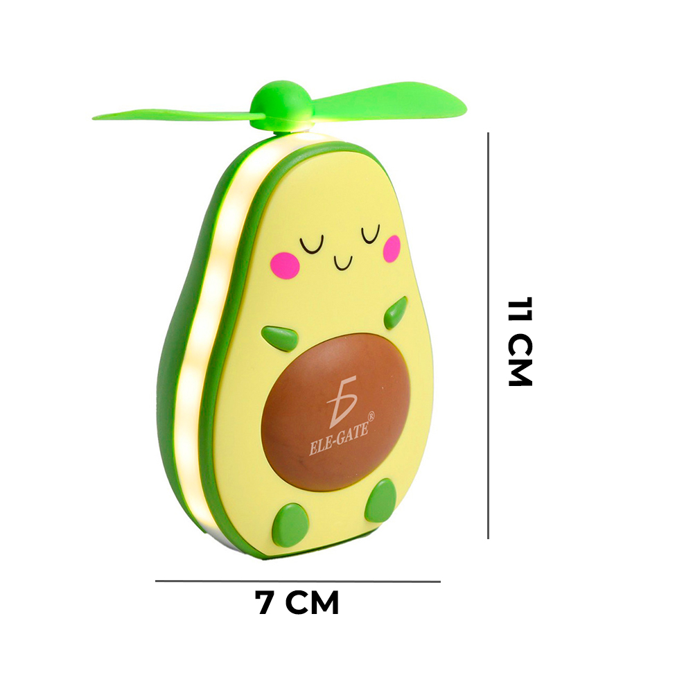 Mini Ventilador Con Lámpara y Espejo Recargable En Forma de Aguacatito - Image 4