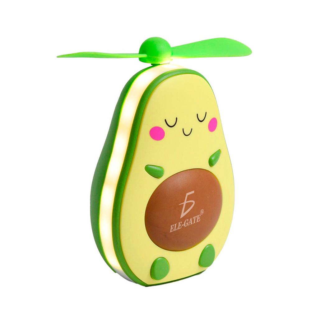 Mini Ventilador Con Lámpara y Espejo Recargable En Forma de Aguacatito - Image 2