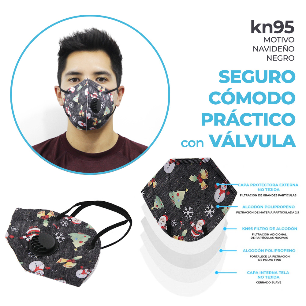 Cubrebocas Mascarillas N95 Con Valvula Para Navida