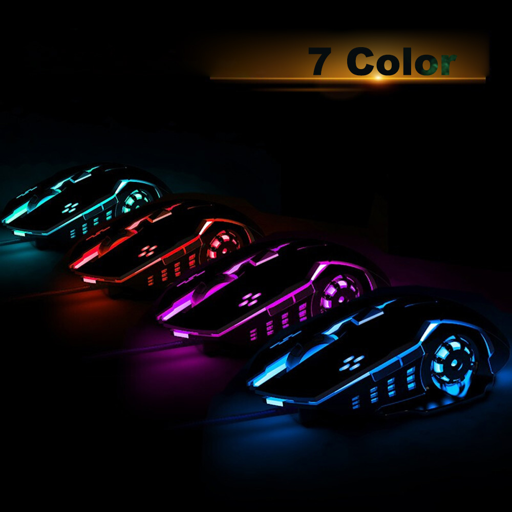 Mouse Usb Sensor Gamer 3200 Dpi Luz Led Rgb Laptop Pc