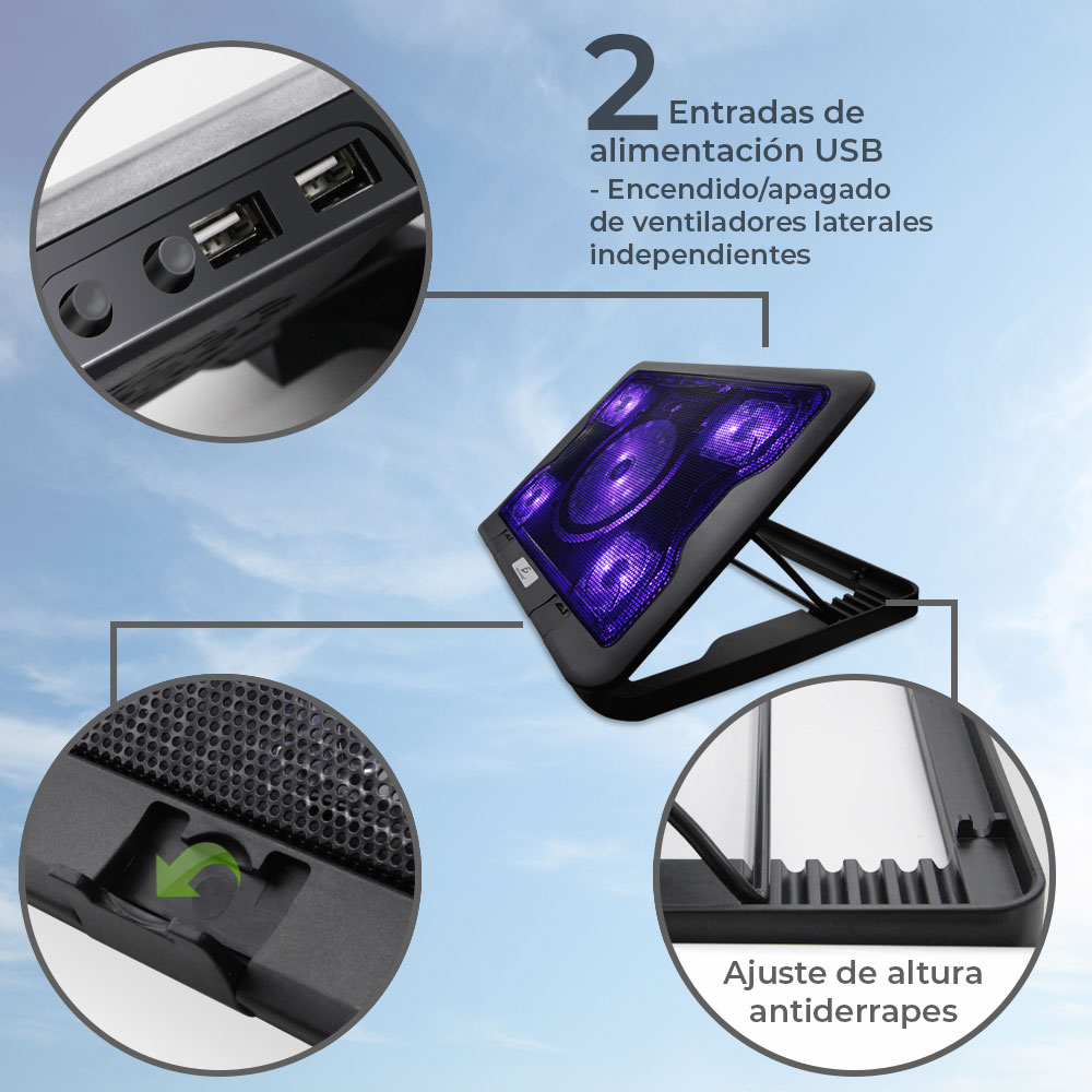 Base Enfriadora 5 Ventiladores Laptop Posiciones Xbox Ps3
