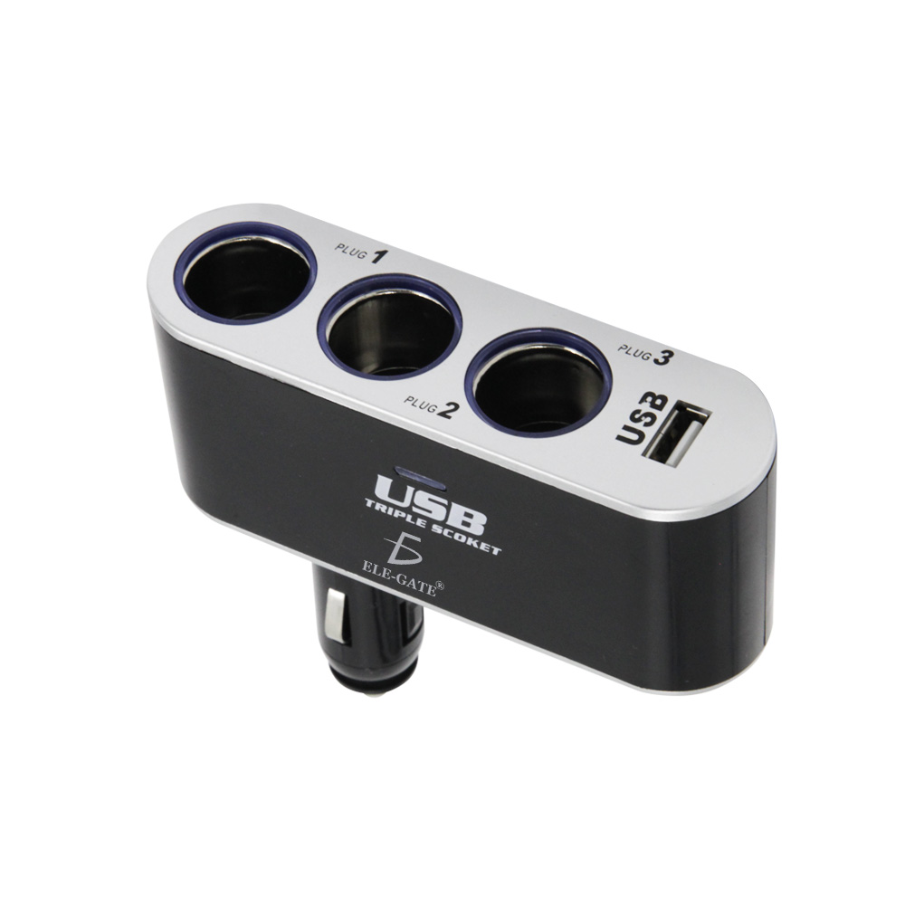 Cargador De Coche 3 Enchufes Encendedor Adaptador Splitter Con Usb