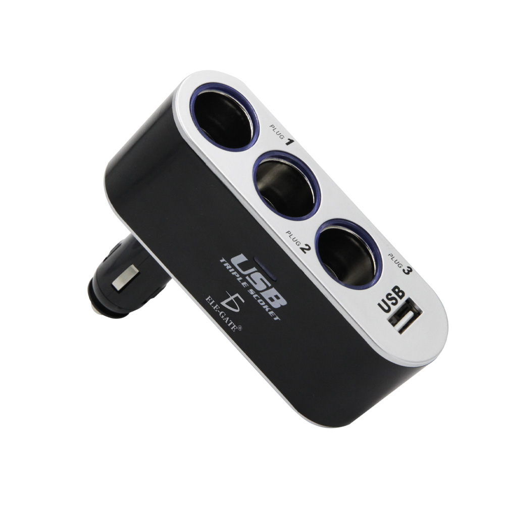 Cargador De Coche 3 Enchufes Encendedor Adaptador Splitter Con Usb