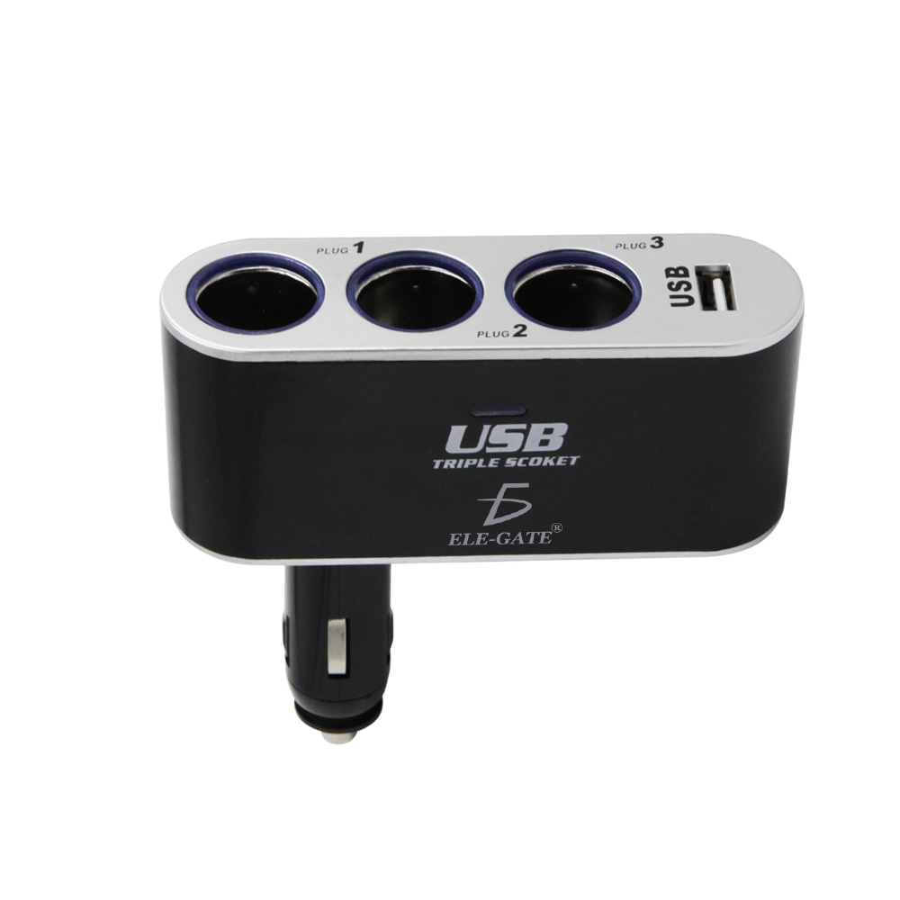 Cargador De Coche 3 Enchufes Encendedor Adaptador Splitter Con Usb