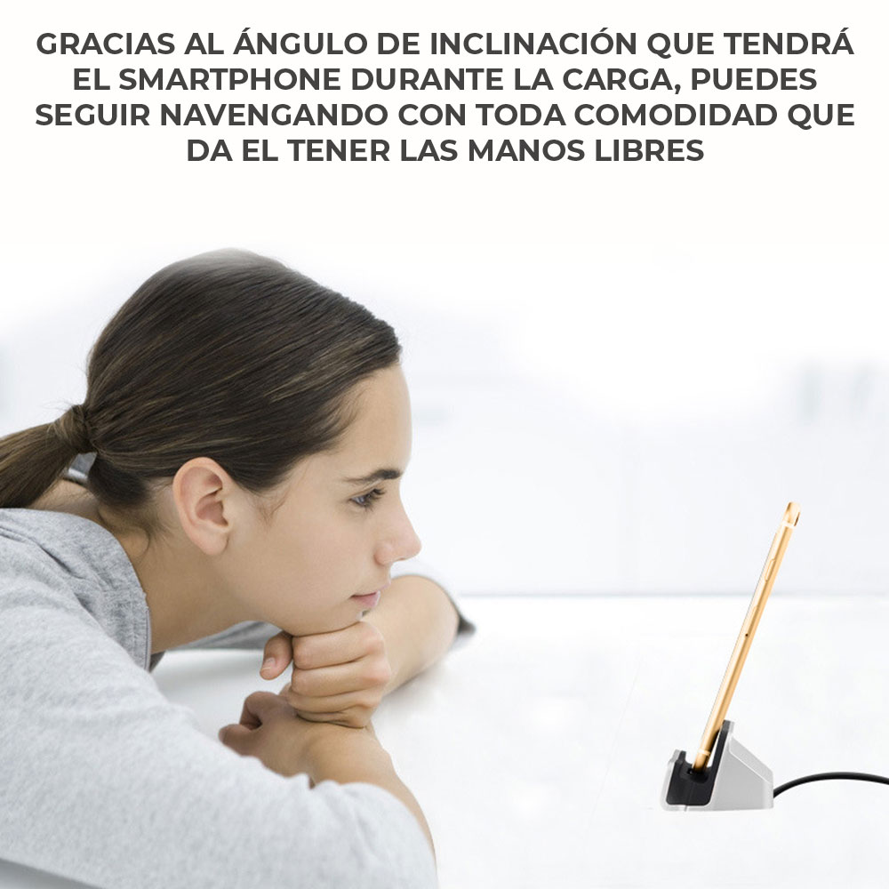 Cargador Rápido Con Base Soporte Alámbrico Para Andorid Celular Type C