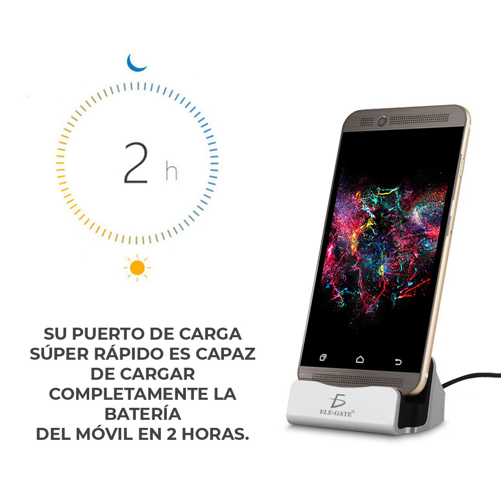 Cargador Rápido Con Base Soporte Alámbrico Para Andorid Celular Type C