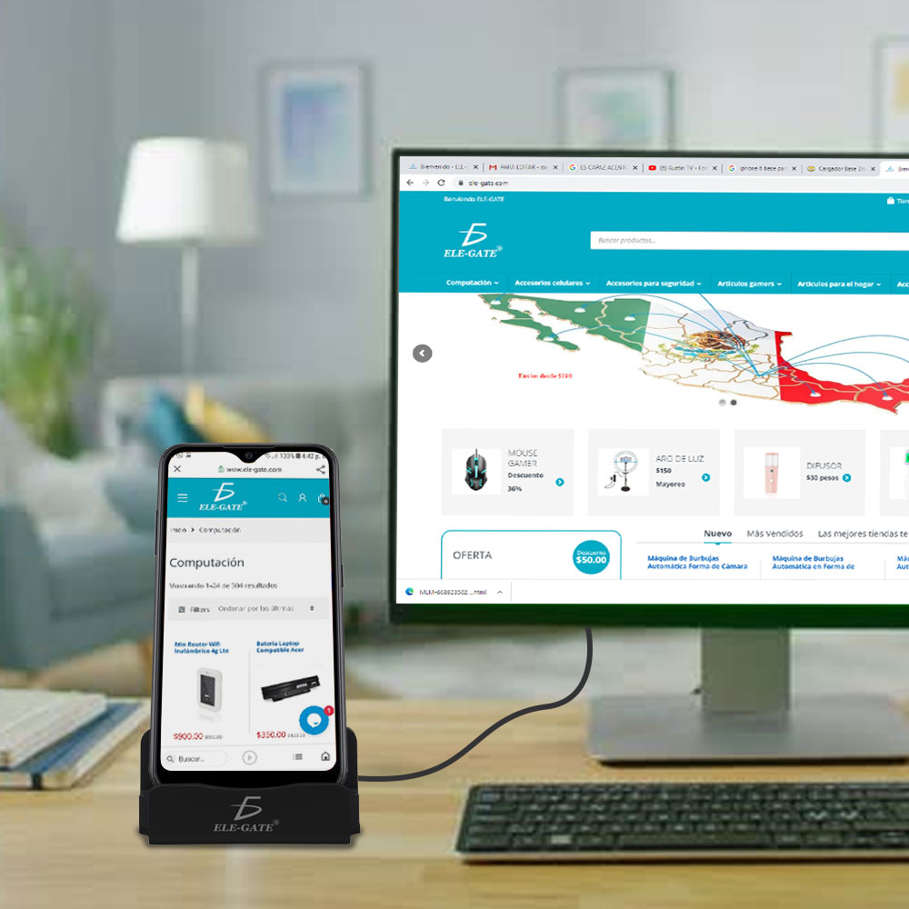 Cargador Rápido Base Soporte Alámbrico Celular V8