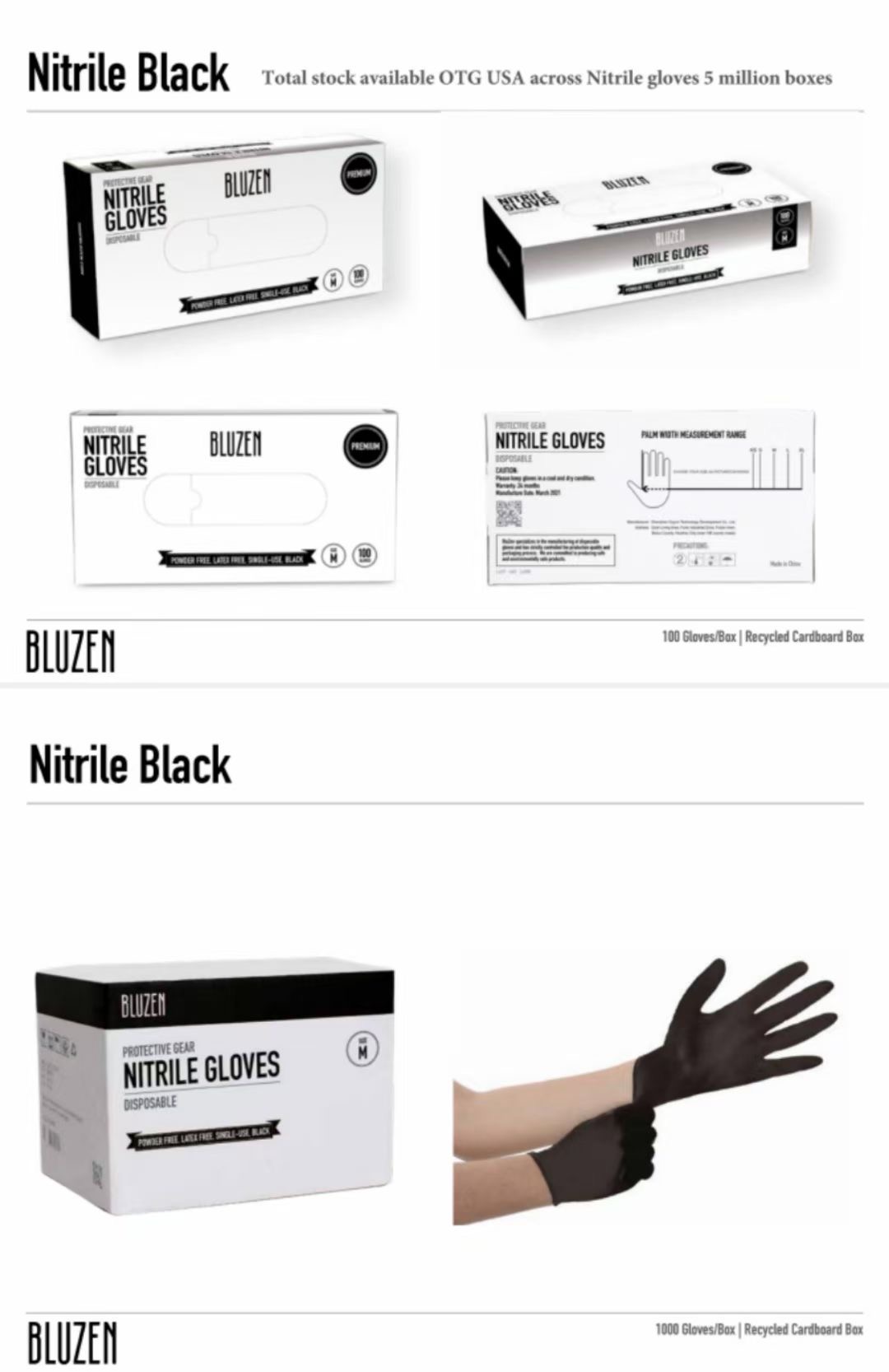 Guantes De NITRILE CAJITA de 100pcs AZUL Y NEGRO