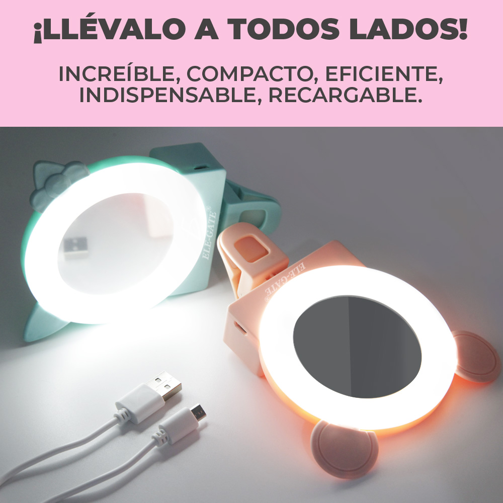 Espejo Aro de Luz Led Soporte Celular