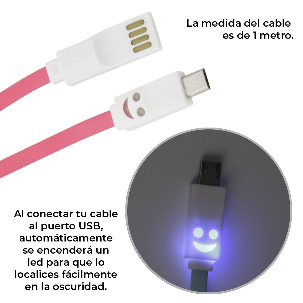 Cable 1m Mirco Usb V8 Para Celular Andorid Con Luz