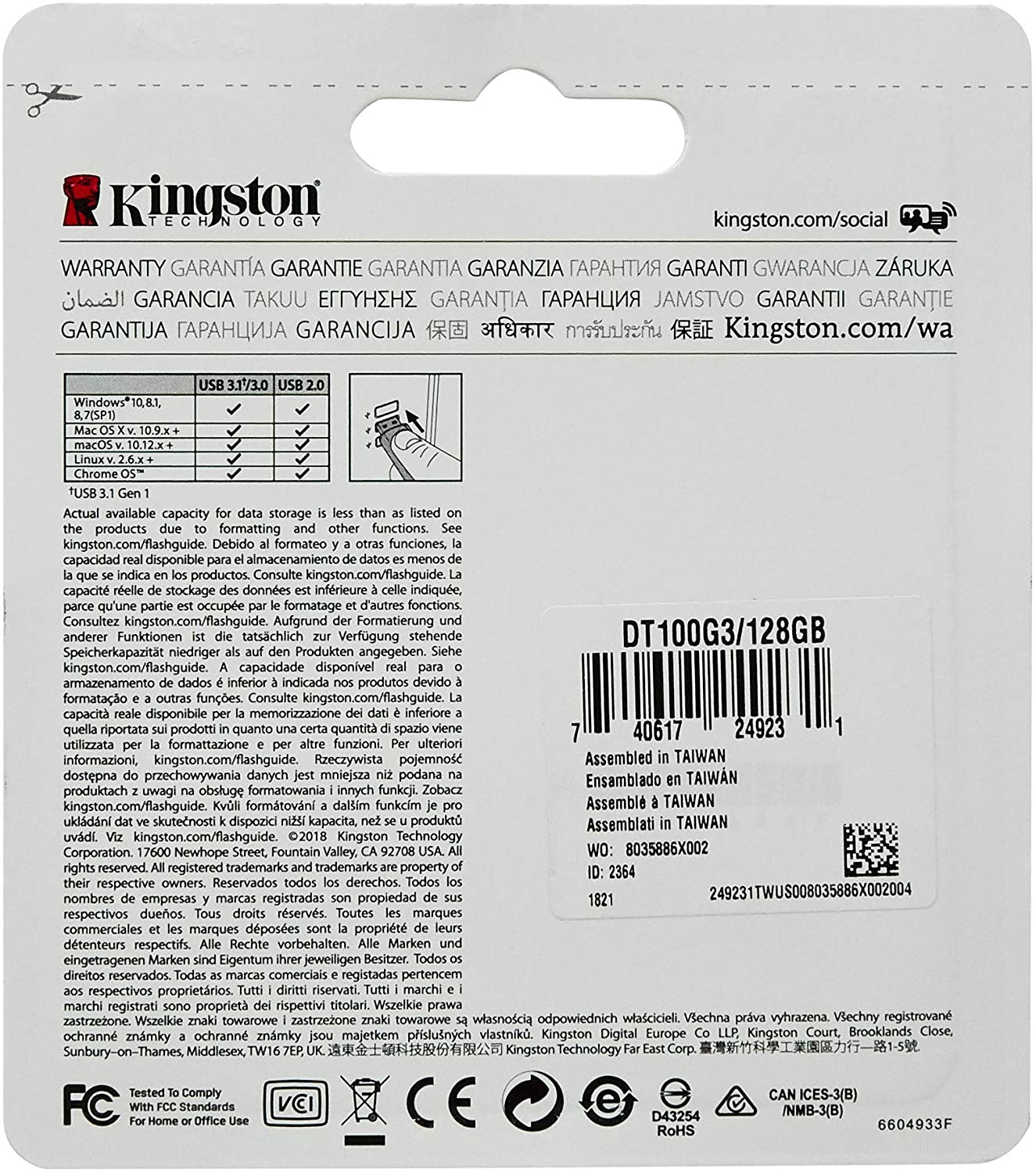 Memoria USB Kingston DataTraveler 128GB USB 3.0