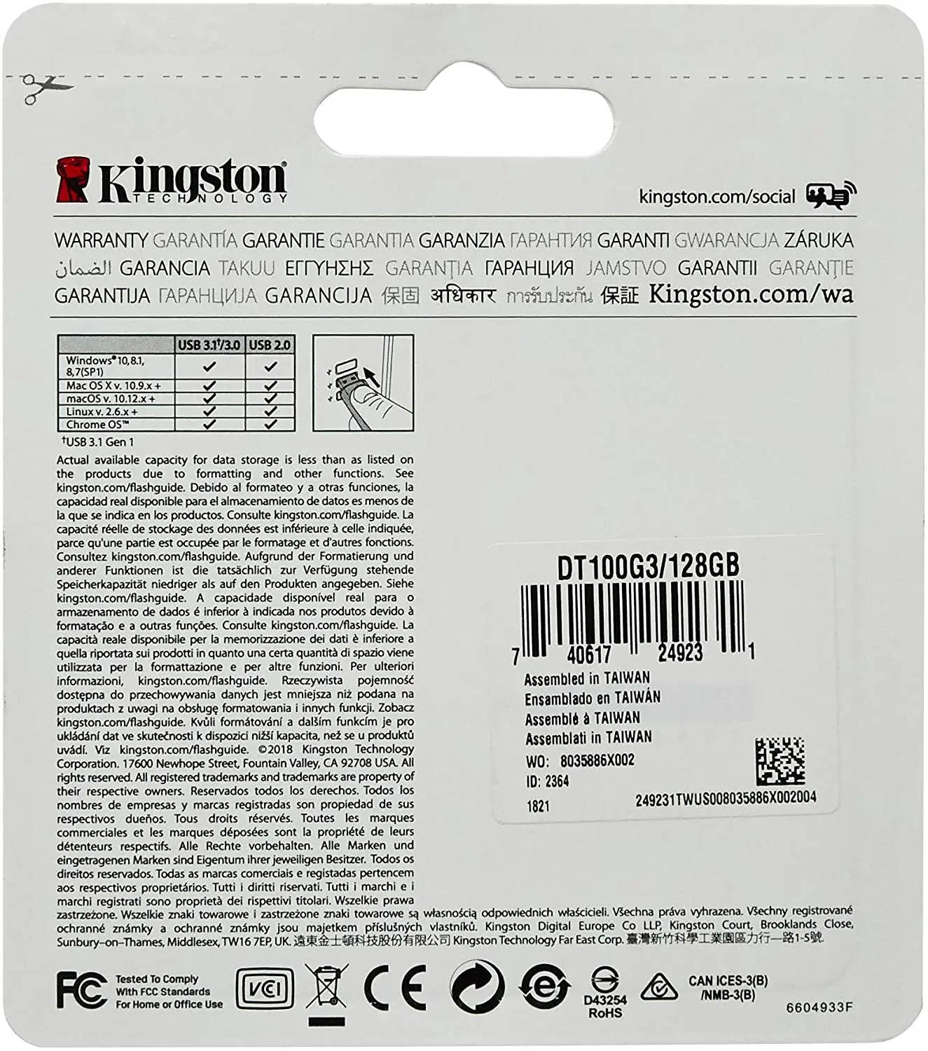 Memoria USB Kingston DataTraveler 128GB USB 3.0