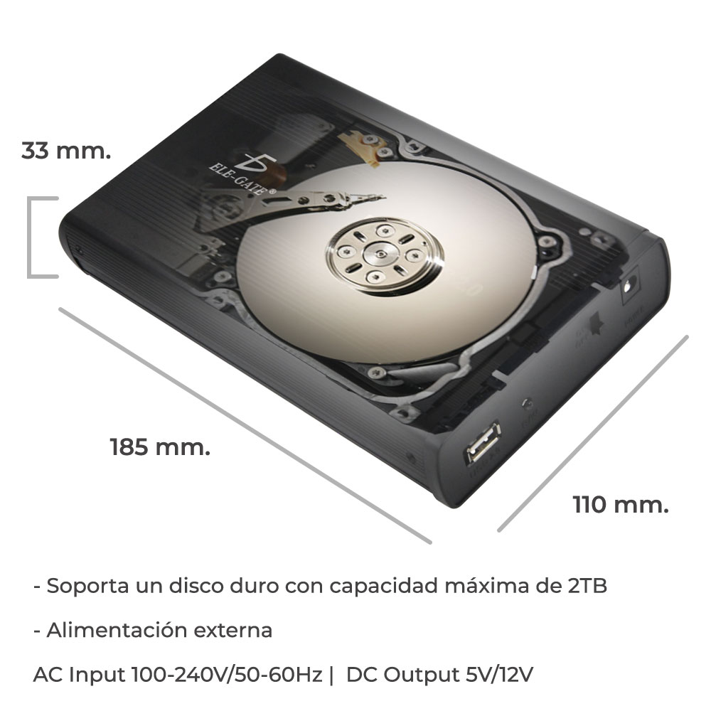 Gabinete Case Disco Duro Sata IDE 3.5 Pulgadas A Usb 2.0