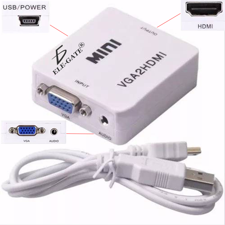 Mini Convertidor Adaptador De Señal Vga A Hdmi 1080p Tv - Image 2